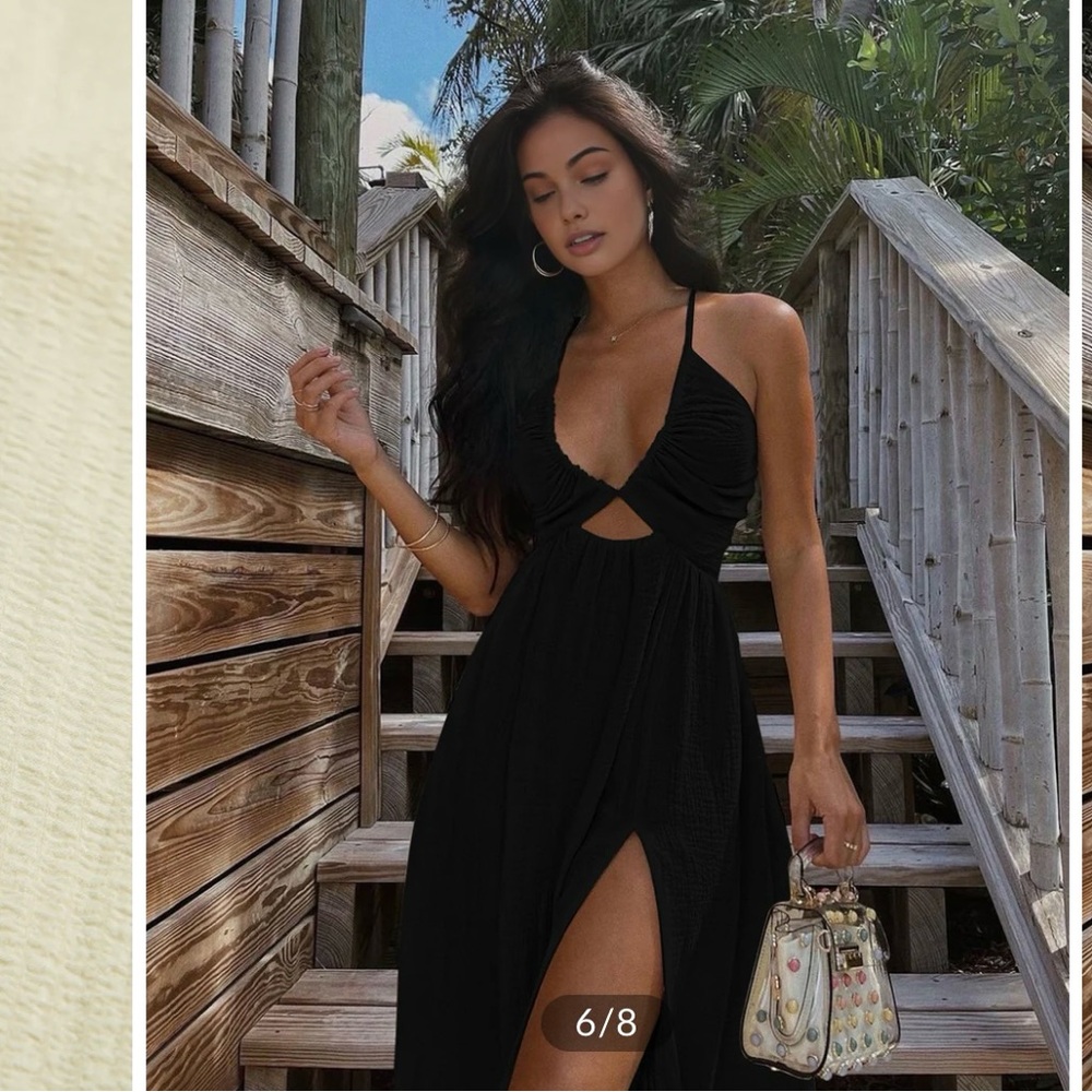 Commense Black Backless Dress